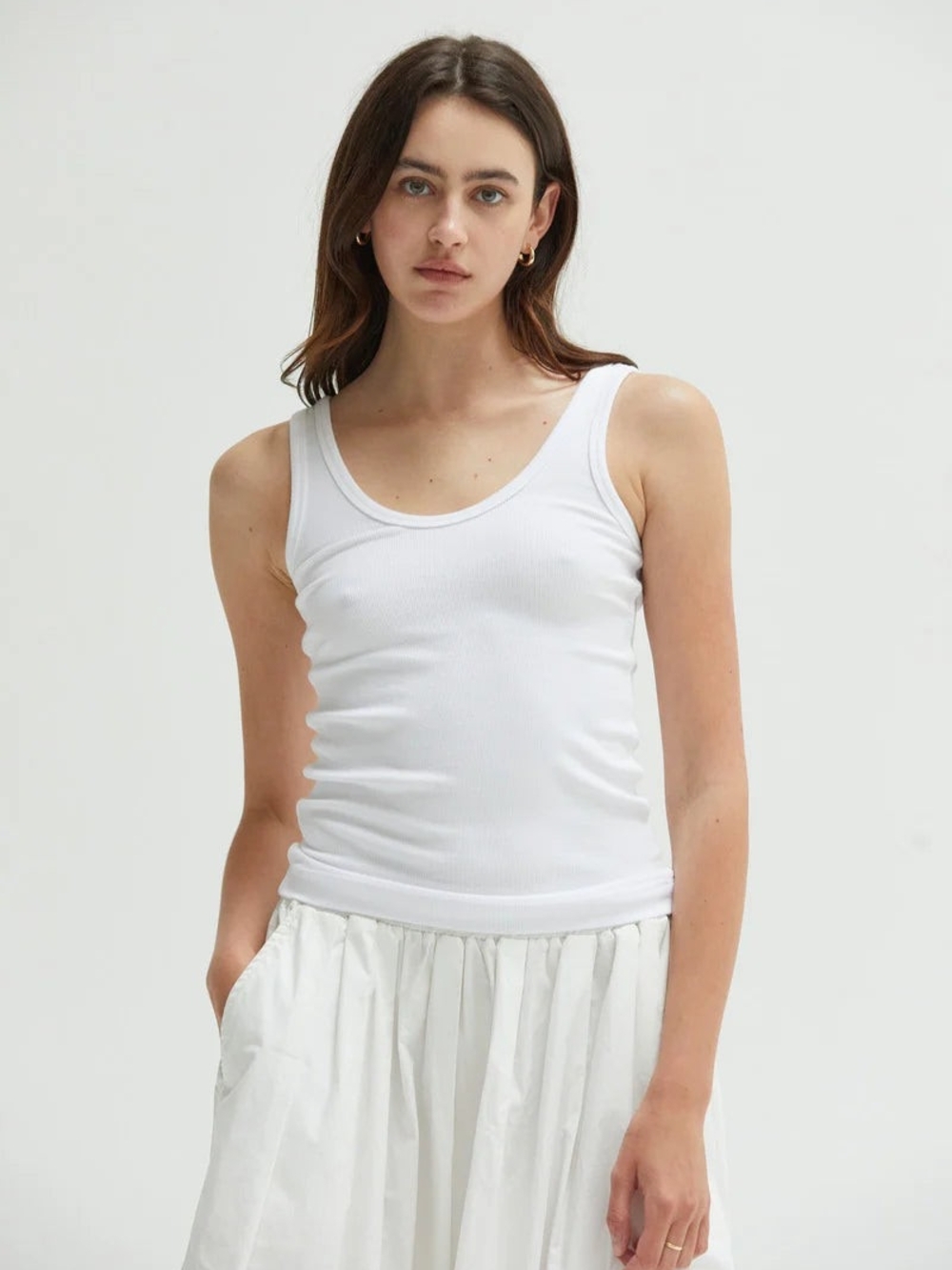 Mila Classic White Ribbed Tank Top
